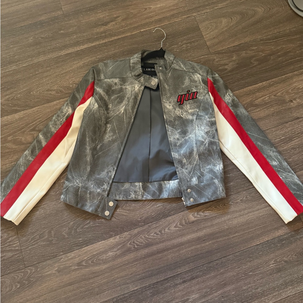 Gray and Red Women's Jacket